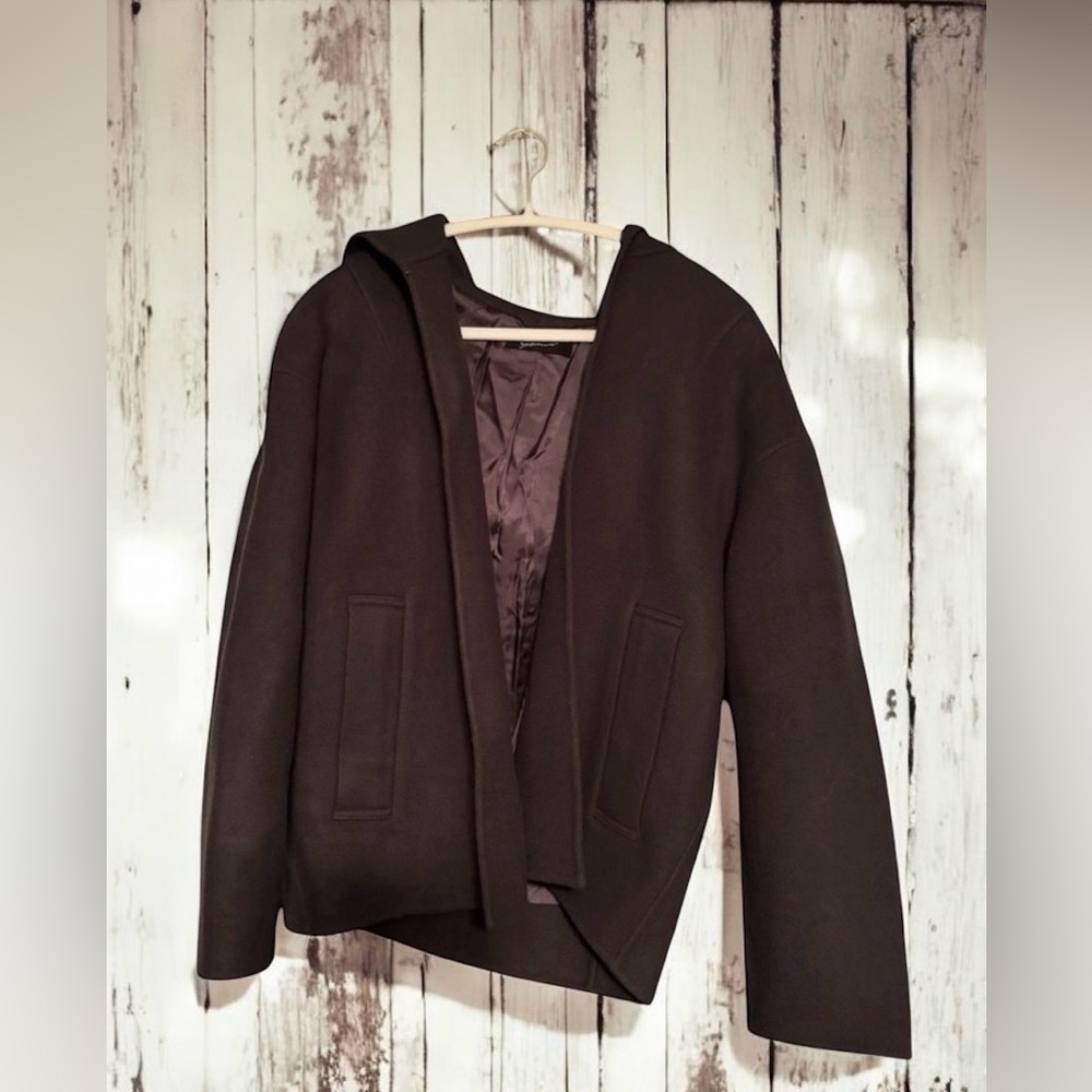🚨Dark Hooded Wool Jacket - Charcoal Grey